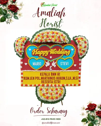 Karangan Papan Bunga Pernikahan di Kesadikan